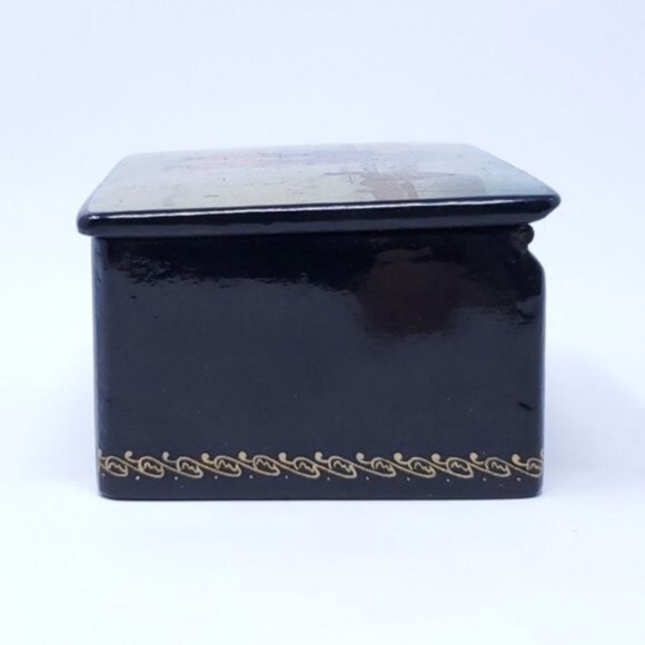 Fedoskino Russian Vintage Lacquer Paper Mache Trinket Box Signed Handmade - Picture 6 of 8